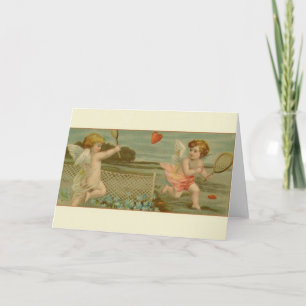 Victoriaans Cupid Tennis Valentijnsdag Kaart