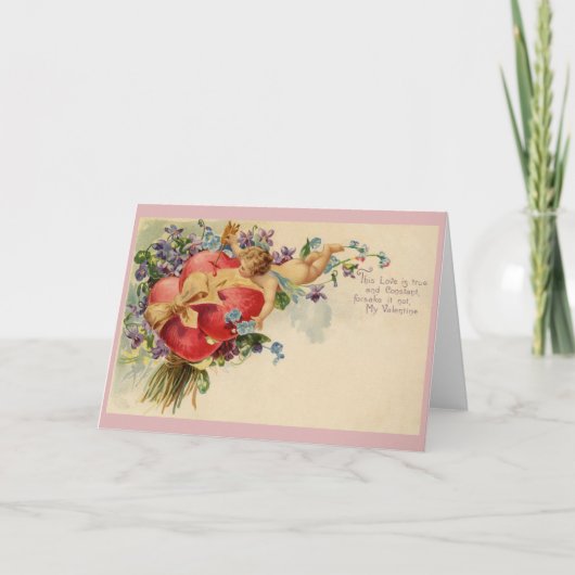 Victoriaans Cupid True Love Valentijn Wenskaart Feestdagen Kaart (Voorkant)