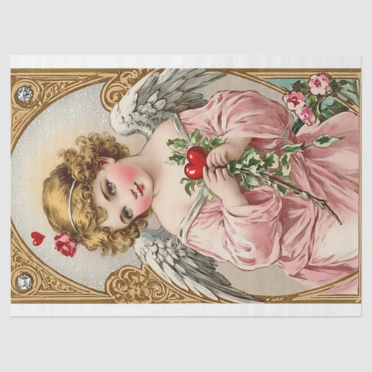 Victoriaans Cupido Angel Valentijnsdag Tissuepapier (Voorkant)