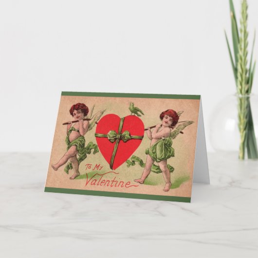 Victoriaans Cupids / Cherubs Valentijnsdag Card Feestdagen Kaart (Voorkant)