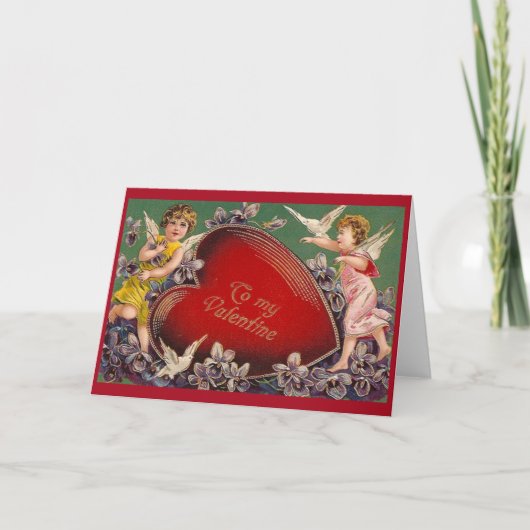 Victoriaans Cupids Valentijnsdag Wenskaart Feestdagen Kaart (Voorkant)