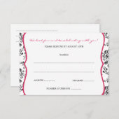 Victoriaans Damask (Black & Fuschia) RSVP-kaarten RSVP Kaartje (Voorkant / Achterkant)