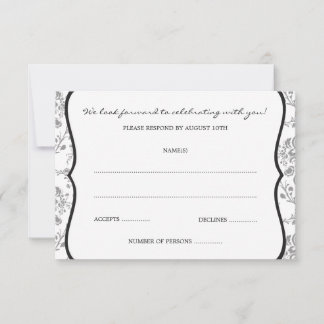 Victoriaans Damask (Black) RSVP- of Responskaarten RSVP Kaartje