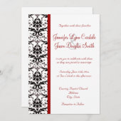 Victoriaans Damask Black White Red Stripe Wedding Kaart (Voorkant / Achterkant)