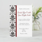 Victoriaans Damask Black White Red Stripe Wedding Kaart (Staand voorkant)