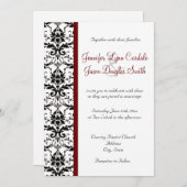 Victoriaans Damask Black White Red Stripe Wedding Kaart (Voorkant / Achterkant)