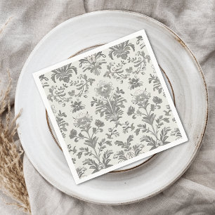 Victoriaans Damask Bloemen Witte Vintage bruiloft Servet