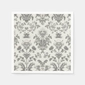 Victoriaans Damask Bloemen Witte Vintage bruiloft Servet (Voorkant)