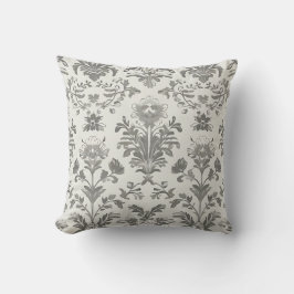 Victoriaans Damask Bloemen Witte Vintage Kussen