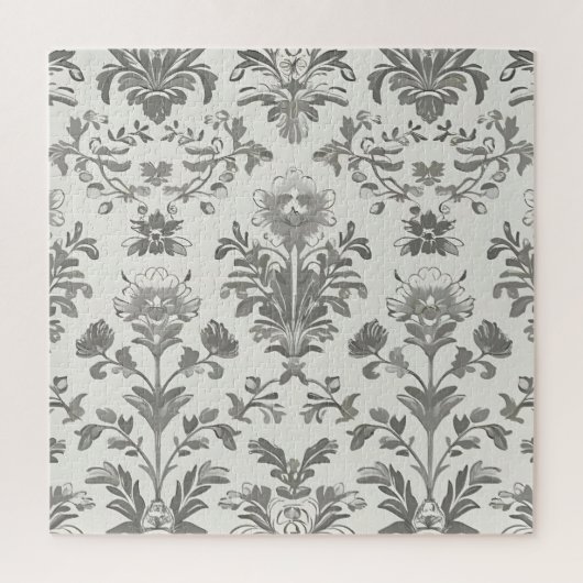 Victoriaans Damask Bloemen Witte Vintage Legpuzzel (Verticaal)