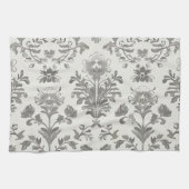 Victoriaans Damask Bloemen Witte Vintage Theedoek (Horizontaal)