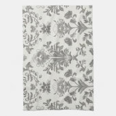 Victoriaans Damask Bloemen Witte Vintage Theedoek (Verticaal)