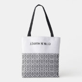  Victoriaans Damask Brocade Black White Name Tote Bag (Achterkant)