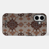 Victoriaans Damask Brown Copper Pattern Case-Mate iPhone Case (Achterkant (horizontaal))