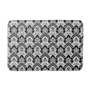 Victoriaans Damask Classy Black en White Badmat