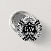  Victoriaans Damask Monogram Ronde Button 3,2 Cm (Voorkant /achterkant)