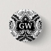  Victoriaans Damask Monogram Ronde Button 3,2 Cm (Voorkant)