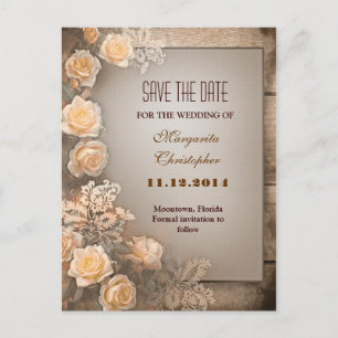 Victoriaans Damask rozen Sla de datum briefkaarten
