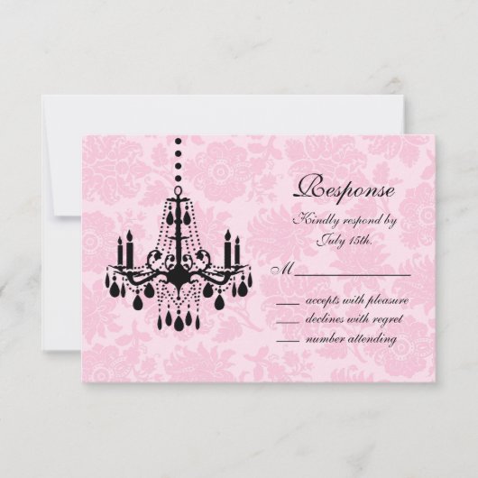 Victoriaans Damask RSVP Kaartje (Voorkant)