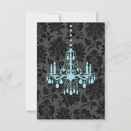 Victoriaans Damask RSVP (turquoise) (Achterkant)