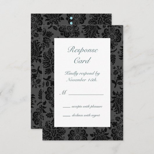 Victoriaans Damask RSVP (turquoise) (Voorkant / Achterkant)
