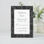 Victoriaans Damask RSVP (turquoise) Kaartje (Staand voorkant)