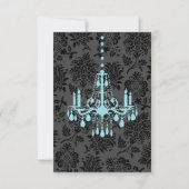 Victoriaans Damask RSVP (turquoise) Kaartje (Achterkant)