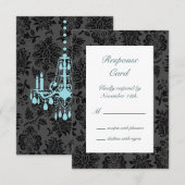 Victoriaans Damask RSVP (turquoise) Kaartje (Voorkant / Achterkant)
