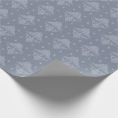 Victoriaans Damask tweekleurig blauw Victoriaans g Cadeaupapier (Hoek)