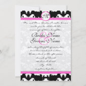 Victoriaans Damask Wedding Pink en Black Monogram Kaart (Achterkant)