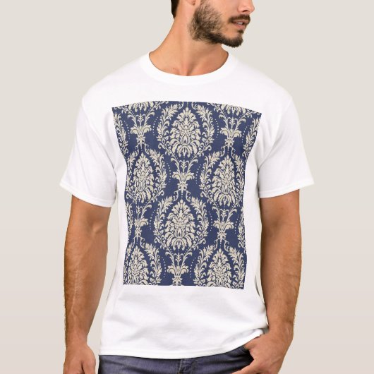 Victoriaans Damast Wallpaper Pattern T-shirt (Voorkant)