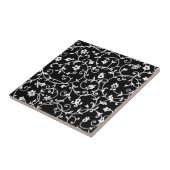 Victoriaans damastpatroon, zwart-wit, tegeltje (Zijkant)