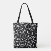 Victoriaans damastpatroon, zwart-wit, tote bag (Achterkant)