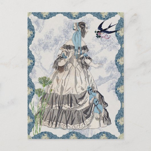 Victoriaans dame Blue Briefkaart (Voorkant)