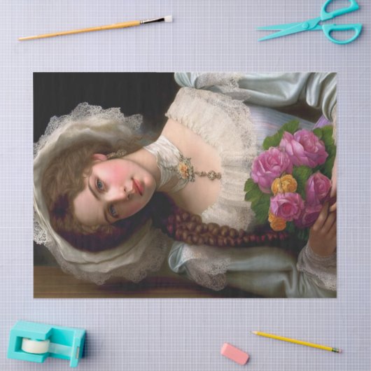  Victoriaans dame Bouquet van Rozen Tissuepapier (Craft)