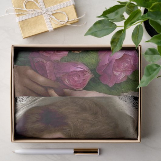  Victoriaans dame Bouquet van Rozen Tissuepapier (Geschenk)