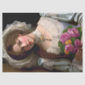  Victoriaans dame Bouquet van Rozen Tissuepapier (Voorkant)