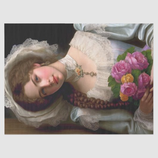  Victoriaans dame Bouquet van Rozen Tissuepapier (Voorkant)