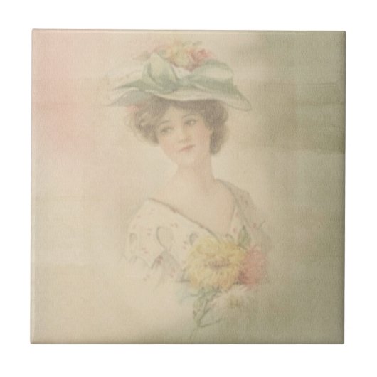 Victoriaans Dame Ceramic Tile Tegeltje (Voorkant)
