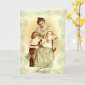 Victoriaans Dame Child Baby Roses Moederdag Kaart (Gele Bloem)