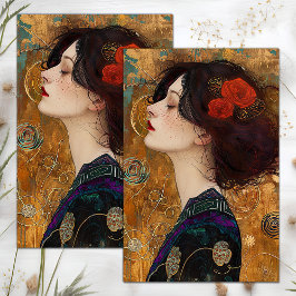 VICTORIAANS  DAME DECOUPAGE TISSUEPAPIER