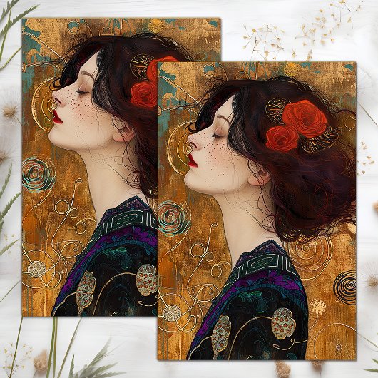 VICTORIAANS DAME DECOUPAGE TISSUEPAPIER