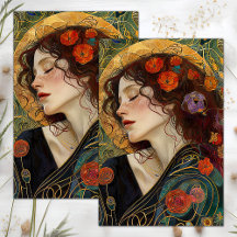 VICTORIAANS DAME DECOUPAGE TISSUEPAPIER