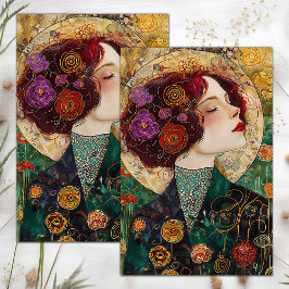 VICTORIAANS  DAME DECOUPAGE TISSUEPAPIER