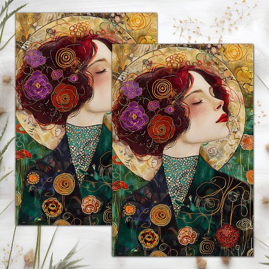 VICTORIAANS  DAME DECOUPAGE TISSUEPAPIER