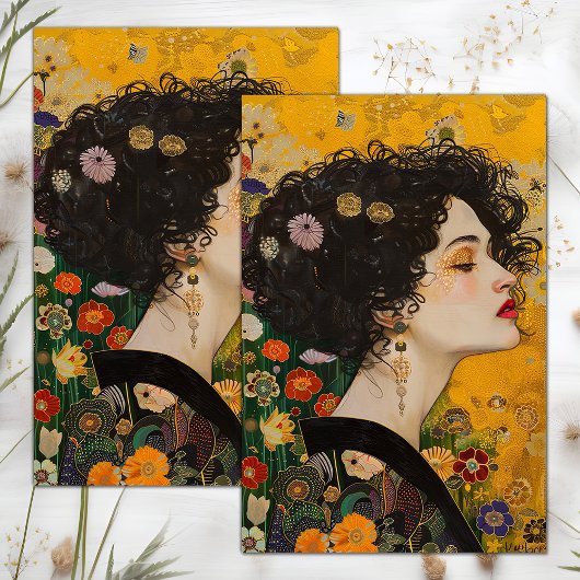 VICTORIAANS  DAME DECOUPAGE TISSUEPAPIER