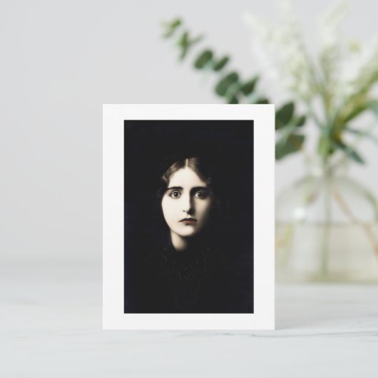 Victoriaans dame die haar achtervolgt, stare, ster briefkaart (Staand voorkant)