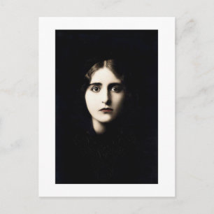 Victoriaans dame die haar achtervolgt, stare, ster briefkaart