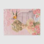  Victoriaans dame en Birdcage. Tissuepapier (Voorkant)