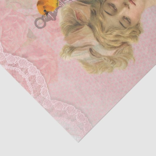  Victoriaans dame en Birdcage. Tissuepapier (Detail)